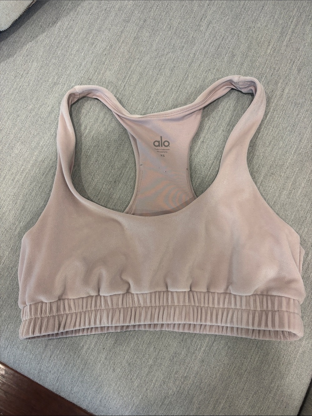 ALO Yoga Dusty Pink Gray Scoop Neck Racerback Sports Bra